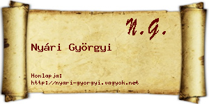 Nyári Györgyi névjegykártya